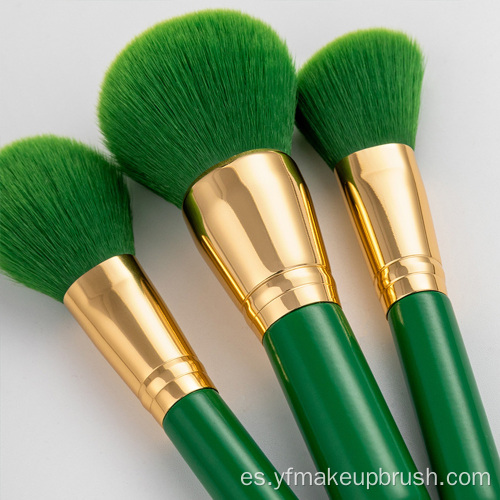 Conjunto de pinceles de maquillaje OEM verde de 8pcs con navidad